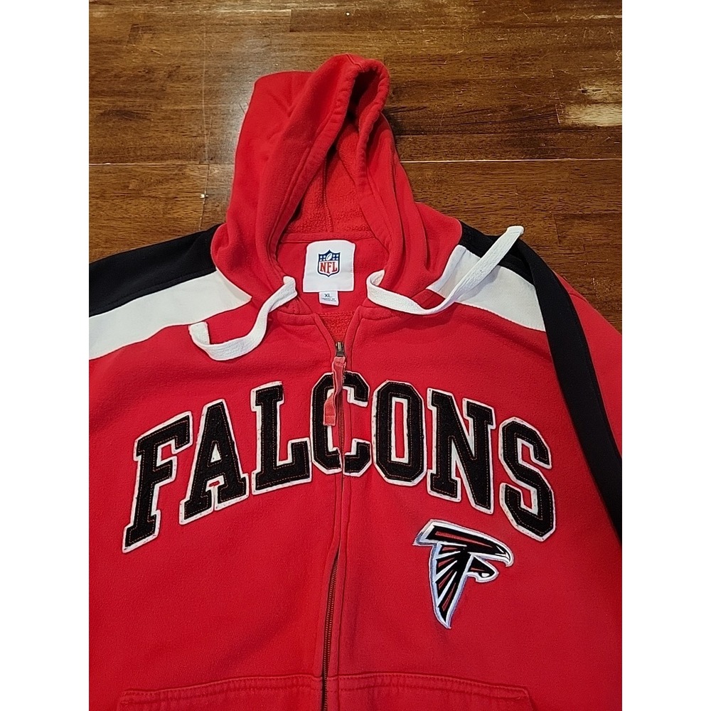 Atlanta Falcons Hoodie Mens XL Red Black NFL Football Zip Up Sweatshirt Fleece